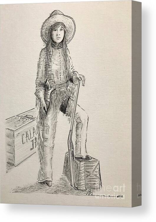Calamity Jane Canvas Print featuring the drawing Calamity Jane by Barbara Chase