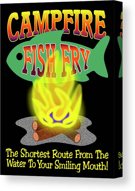 Food Canvas Print featuring the digital art Campfire Fish Fry by Mark Frost