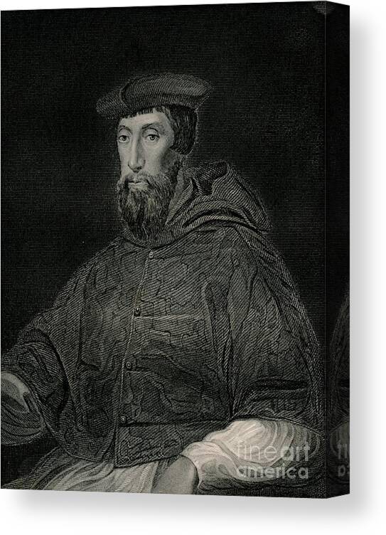 Engraving Canvas Print featuring the drawing Cardinal Pole by Print Collector