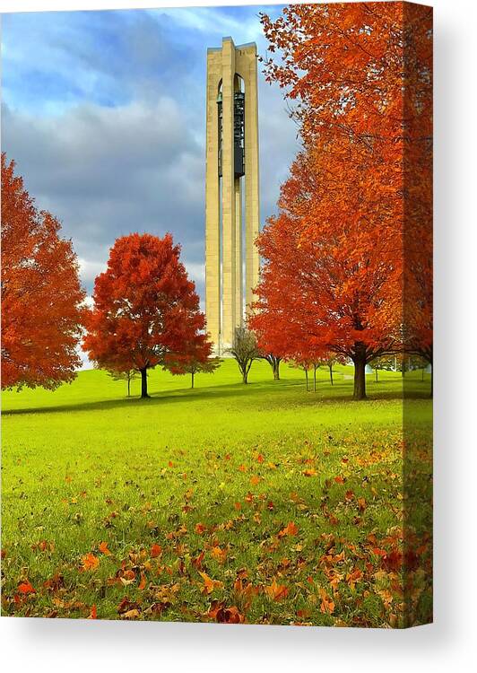  Canvas Print featuring the photograph Carillon In Fall by Jack Wilson