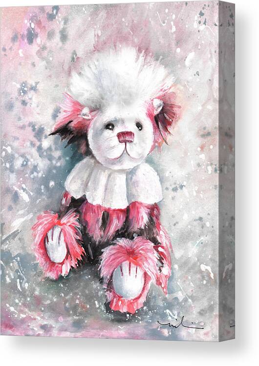 Teddy Canvas Print featuring the painting Charlie Bear Coconut Ice by Miki De Goodaboom