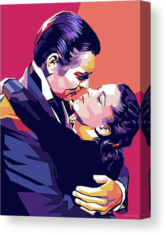 Synopsis Canvas Print featuring the digital art Clark Gable and Vivien Leigh - b1 by Movie World Posters