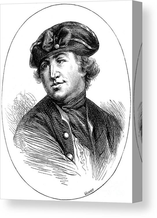 Engraving Canvas Print featuring the drawing Commodore Robert Hopkins, American by Print Collector