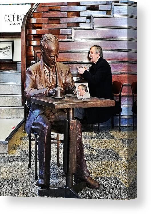 Statue Canvas Print featuring the photograph Conversation With The Poet by Eden Antho