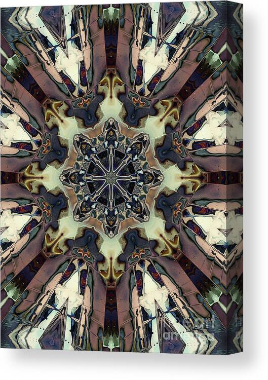 Copper Canvas Print featuring the digital art Copper And Green Mandala by Phil Perkins