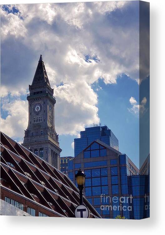 Custom House Tower Canvas Print featuring the photograph Custom House Clock Tower by Mary Capriole
