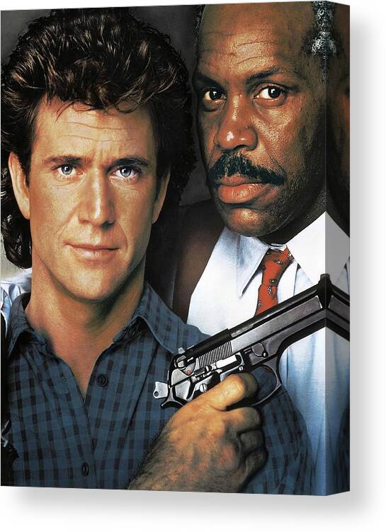 Danny Glover Canvas Print featuring the photograph DANNY GLOVER and MEL GIBSON in LETHAL WEAPON 2 -1989-. by Album