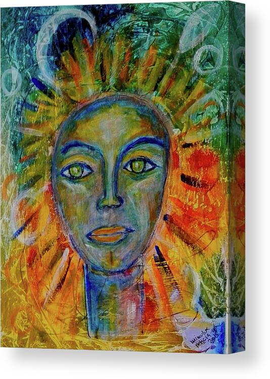 Sun Canvas Print featuring the painting Daughter of the Sun and Moon by Mimulux Patricia No