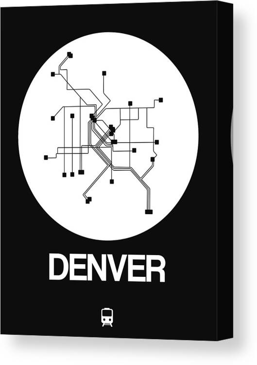 Vacation Canvas Print featuring the digital art Denver White Subway Map by Naxart Studio