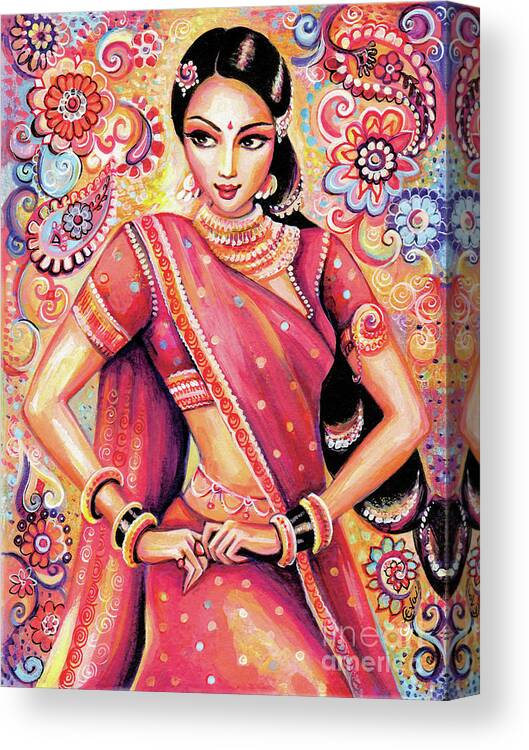 Indian Dancer Canvas Print featuring the painting Devika Dance by Eva Campbell