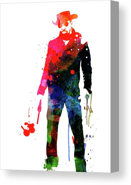 Movies Canvas Print featuring the mixed media Django with a Gun Watercolor by Naxart Studio