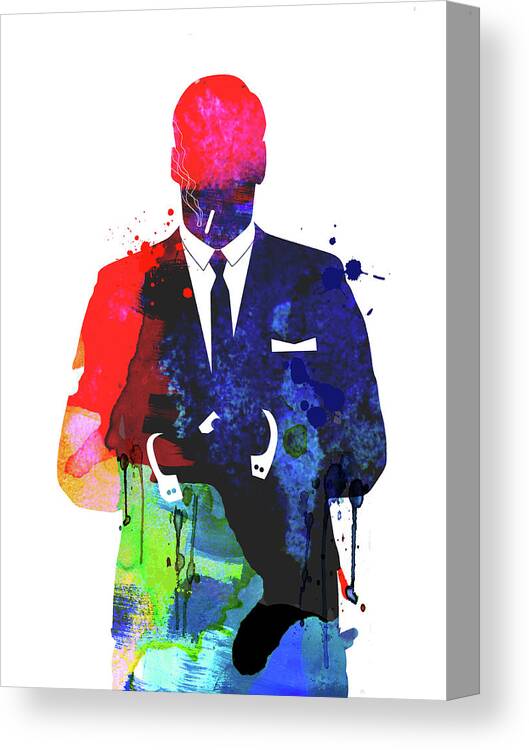 Movies Canvas Print featuring the mixed media Don Draper Watercolor by Naxart Studio