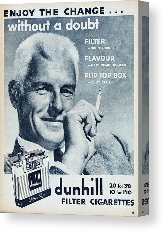 Smoking Canvas Print featuring the photograph Dunhill Cigarettes by Picture Post