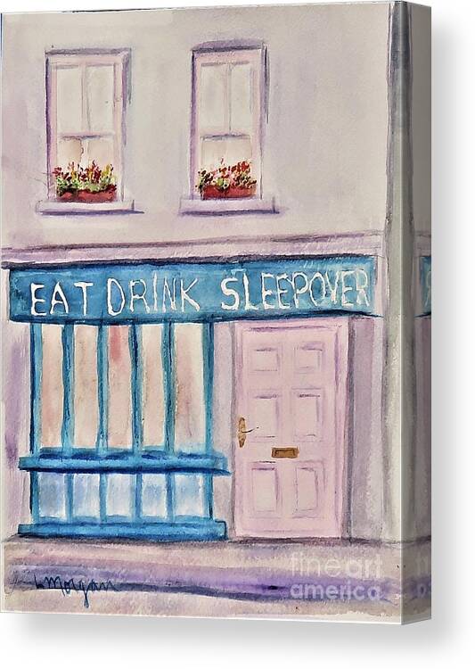 Pub Canvas Print featuring the painting Eat Drink Sleepover by Laurie Morgan
