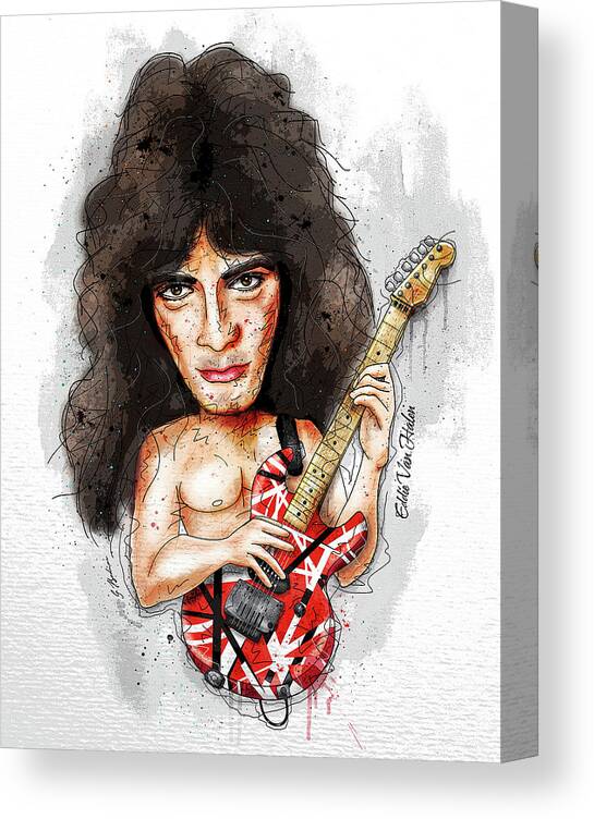 Guitar Canvas Print featuring the digital art Eddie Van Halen by Gary Bodnar