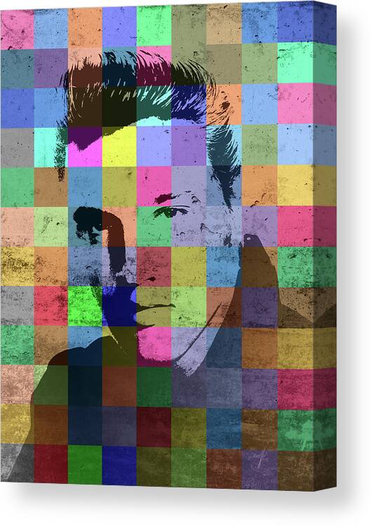 Elvis Presley Canvas Print featuring the mixed media Elvis Presley Patchwork Portrait by Design Turnpike