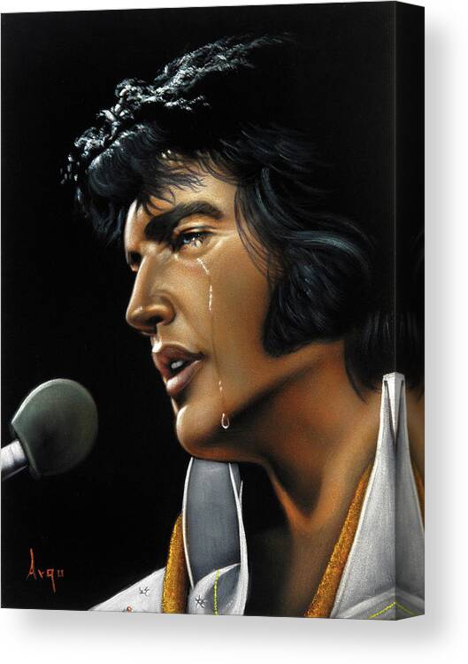 Elvis Presley The King Portrait Vegas White Jumpsuit Oil Painting