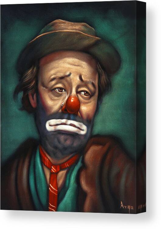 Emmett Kelly Canvas Print featuring the painting Emmett Kelly Weary Willie Hobo circus clown by Argo