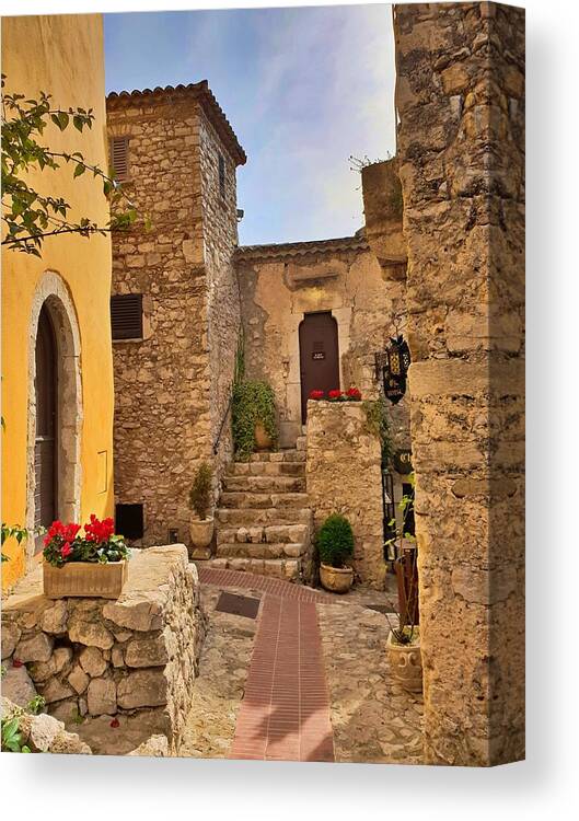 Cityscape Canvas Print featuring the photograph Eze France Neighborhood by Andrea Whitaker