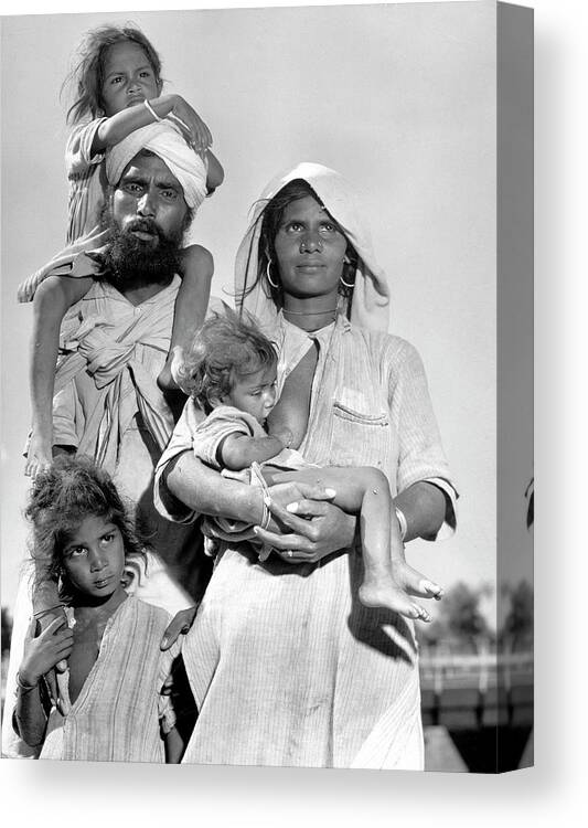 1940-1949 Canvas Print featuring the photograph Family Migration In India by Margaret Bourke-White