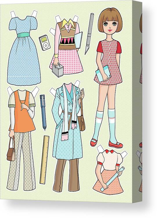 Apparel Canvas Print featuring the drawing Fashion plate by CSA Images