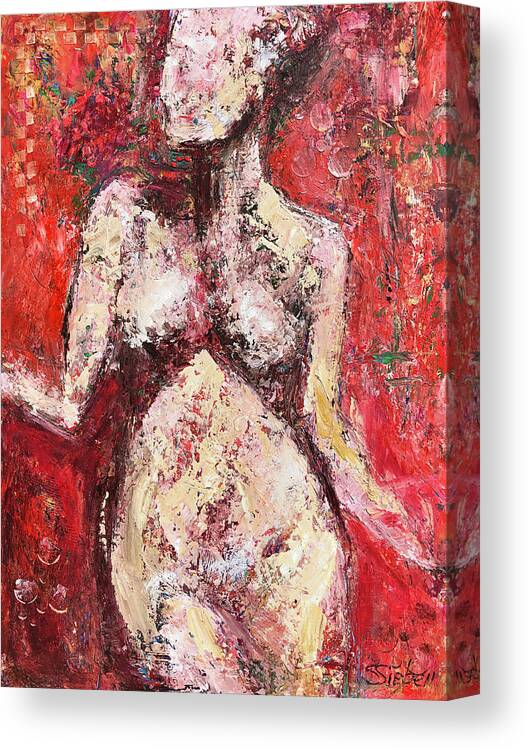 Nude Canvas Print featuring the painting Female Nude by Sharon Sieben