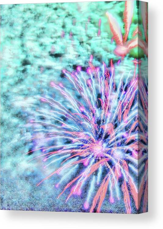 Abstract Prints Canvas Print featuring the digital art Cosmic Blues by Dyle Warren