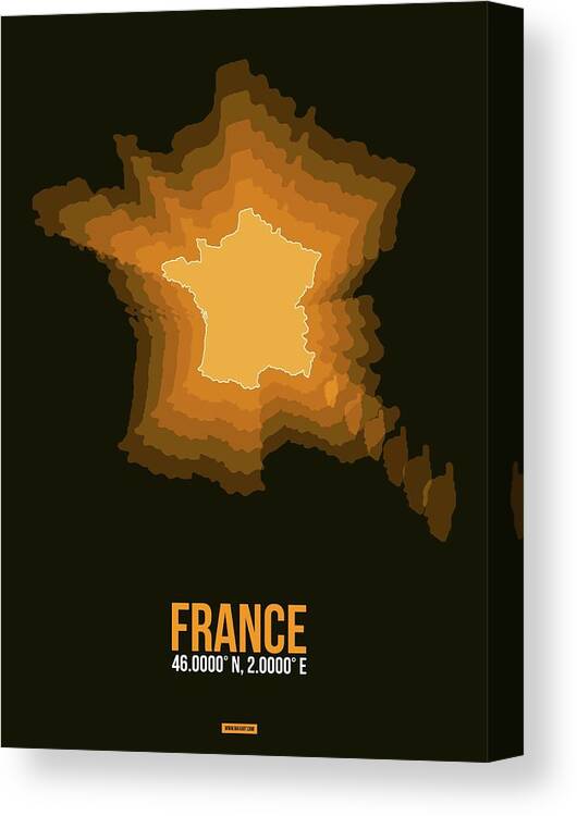 Map Of France Canvas Print featuring the digital art France Radiant Map 3 by Naxart Studio