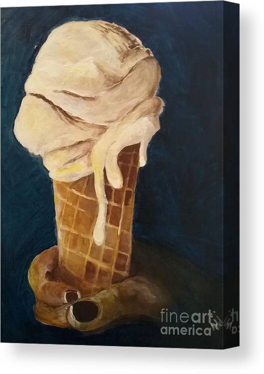 Ice Cream Canvas Print featuring the painting Frozen Treat by Saundra Johnson