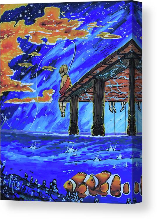 Go Fishing Canvas Print featuring the painting Go Fishing by Martin Nasim