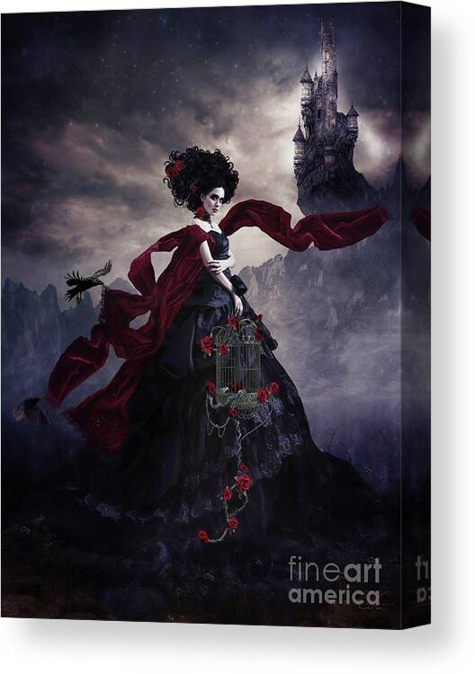 Gothic Bride Canvas Print featuring the mixed media Gothic Bride by Shanina Conway