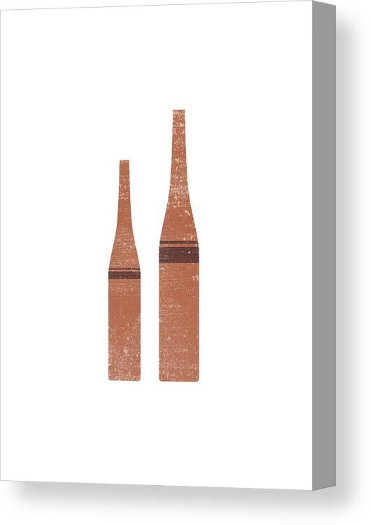 Abstract Canvas Print featuring the mixed media Greek Pottery 28 - Tall Vases - Terracotta Series - Modern, Contemporary, Minimal Abstract - Brown by Studio Grafiikka