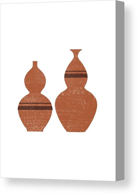Abstract Canvas Print featuring the mixed media Greek Pottery 33 - Double Bubble Vase - Terracotta Series - Modern, Contemporary, Minimal Abstract by Studio Grafiikka