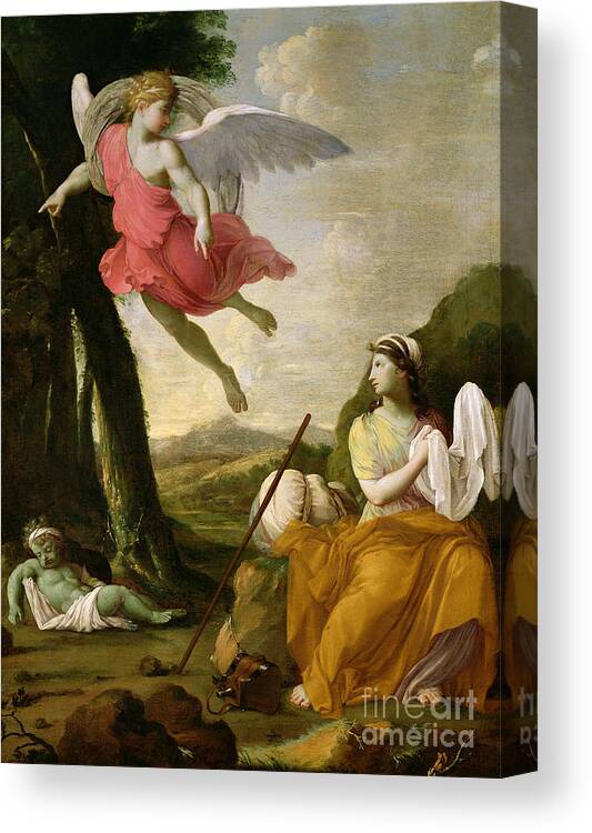 Baby Canvas Print featuring the painting Hagar And Ishmael Rescued By The Angel, C.1648 by Eustache Le Sueur