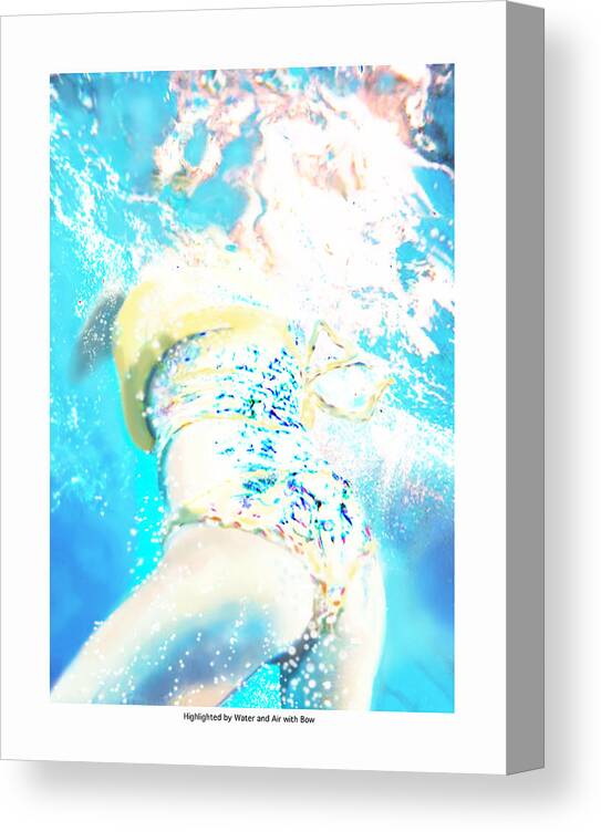 Underwater Canvas Print featuring the digital art Highlighted by water and air with bow by Leo Malboeuf