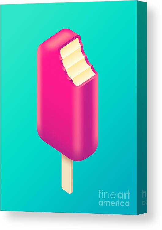 Ice Cream Canvas Print featuring the digital art Ice Cream Stick Isometric - Raspberry Burst by Organic Synthesis