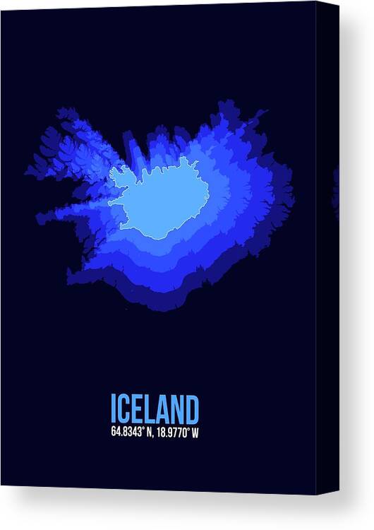  Canvas Print featuring the digital art Iceland Radiant Map III by Naxart Studio