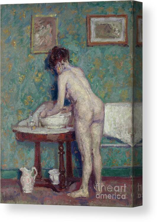Nudes Canvas Print featuring the painting Interior With Nude by Spencer Frederick Gore