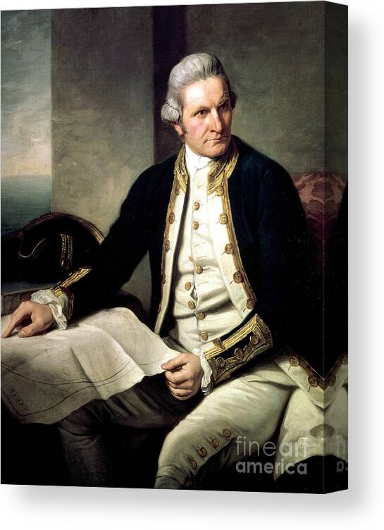 People Canvas Print featuring the drawing James Cook, English Explorer, Navigator by Print Collector