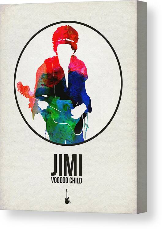 Collection Of The Minimalist Music Posters. Simple And Clean Design Themes Celebrate A Variety Of Music Artists As Well As Classical Composers. Please Visit Us At Www.naxart.com To See More Art Canvas Print featuring the digital art Jimi Hendrix Watercolor by Naxart Studio
