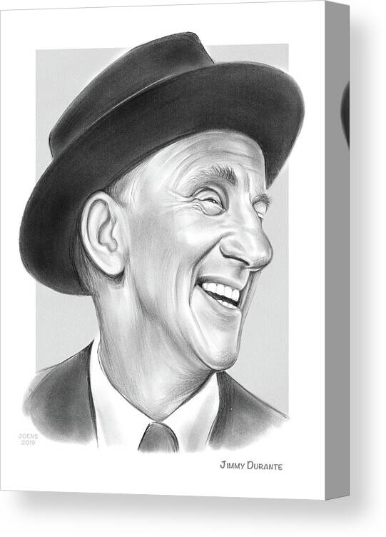 Jimmy Durante Canvas Print featuring the drawing Jimmy by Greg Joens