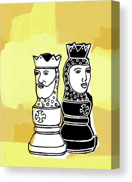 Campy Canvas Print featuring the drawing King and Queen of Chess by CSA Images