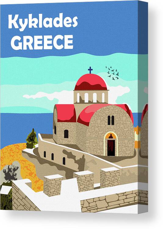 Kyklades Canvas Print featuring the digital art Kyklades, Greece by Long Shot