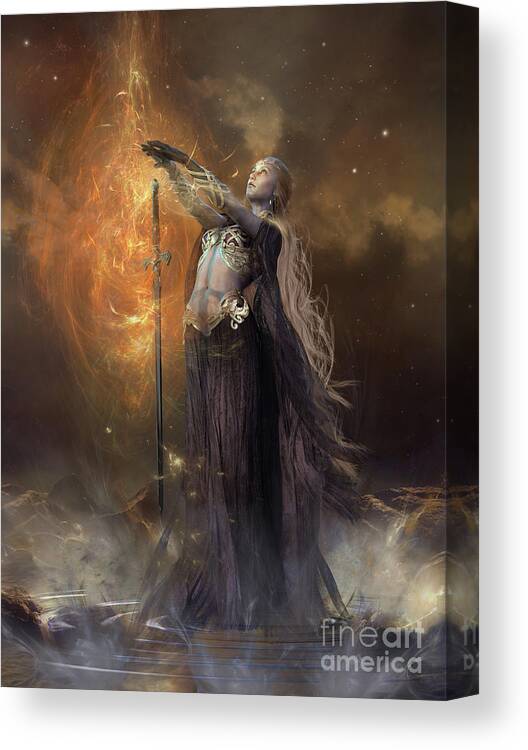 Lady Of The Lake Canvas Print featuring the mixed media Lady of the Lake by Shanina Conway