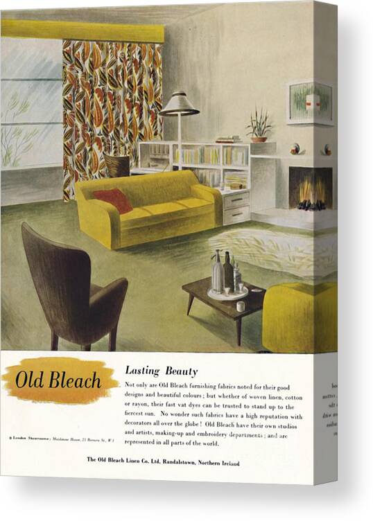 Home Decor Canvas Print featuring the drawing Lasting Beauty - Old Bleach Linen Co by Print Collector