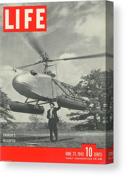 Helicopter Canvas Print featuring the photograph LIFE Cover: June 21, 1943 by Frank Scherschel