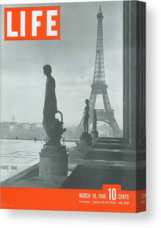 Paris Canvas Print featuring the photograph LIFE Cover: March 18, 1946 by Ed Clark