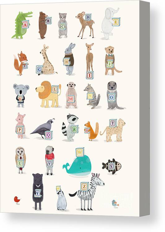 Abc Nursery Canvas Print featuring the painting Little Alphabet by Bri Buckley