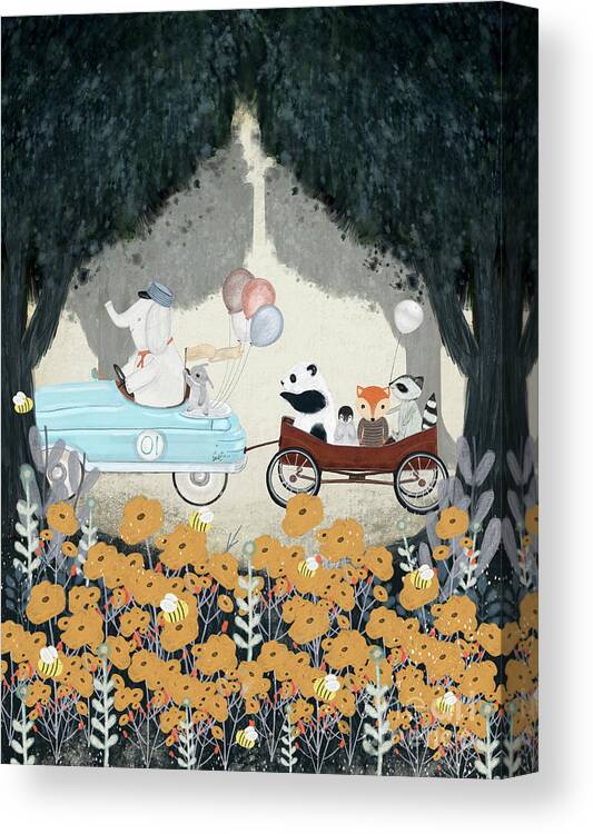 Childrens Canvas Print featuring the painting Little Bee Wood by Bri Buckley