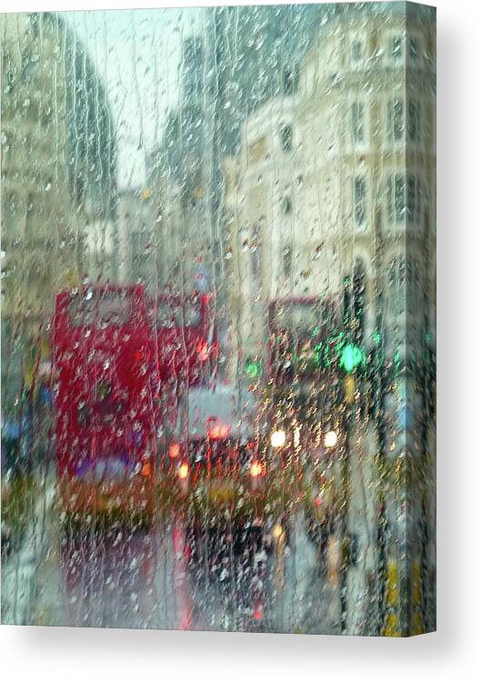 Piccadilly Circus Canvas Print featuring the photograph London Street In Rain by Melinda Moore